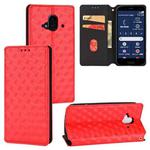 For Fujitsu Arrows F-52B Cubic Grid Texture Flip Leather Phone Case(Red)