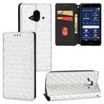 For Fujitsu Arrows F-52B Cubic Grid Texture Flip Leather Phone Case(Silver)