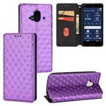 For Fujitsu Arrows F-52B Cubic Grid Texture Flip Leather Phone Case(Purple)