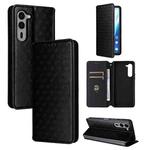 For Fujitsu Arrows We2 Plus F-51E Cubic Grid Texture Flip Leather Phone Case(Black)