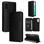 For Fujitsu Arrows We2 F-52E Cubic Grid Texture Flip Leather Phone Case(Black)