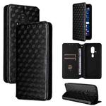 For Fujitsu FCNT Rakuraku F-53E Cubic Grid Texture Flip Leather Phone Case(Black)