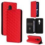 For Fujitsu FCNT Rakuraku F-53E Cubic Grid Texture Flip Leather Phone Case(Red)