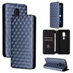 For Fujitsu FCNT Rakuraku F-53E Cubic Grid Texture Flip Leather Phone Case(Blue)
