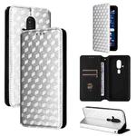 For Fujitsu FCNT Rakuraku F-53E Cubic Grid Texture Flip Leather Phone Case(Silver)