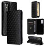 For Fujitsu Rakuraku A401FC Cubic Grid Texture Flip Leather Phone Case(Black)