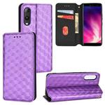 For Rakuten Hand Cubic Grid Texture Flip Leather Phone Case(Purple)