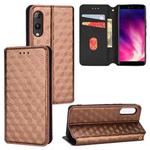 For Rakuten Hand Cubic Grid Texture Flip Leather Phone Case(Brown)