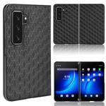 For Microsoft Surface Duo 2 Cubic Grid Texture Leather Back Cover Phone Case(Black)