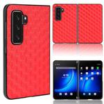 For Microsoft Surface Duo 2 Cubic Grid Texture Leather Back Cover Phone Case(Red)