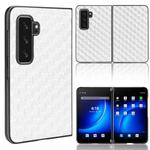 For Microsoft Surface Duo 2 Cubic Grid Texture Leather Back Cover Phone Case(Silver)