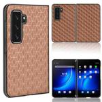 For Microsoft Surface Duo 2 Cubic Grid Texture Leather Back Cover Phone Case(Brown)