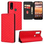 For AT&T Maestro 3 Cubic Grid Texture Flip Leather Phone Case(Red)
