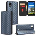 For AT&T Calypso 3 U328AA Cubic Grid Texture Flip Leather Phone Case(Blue)