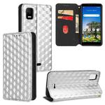For AT&T Calypso 3 U328AA Cubic Grid Texture Flip Leather Phone Case(Silver)