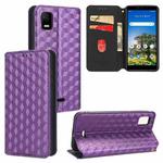 For AT&T Calypso 3 U328AA Cubic Grid Texture Flip Leather Phone Case(Purple)