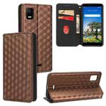For AT&T Calypso 3 U328AA Cubic Grid Texture Flip Leather Phone Case(Brown)