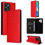 For Fossibot S1 5G Cubic Grid Texture Flip Leather Phone Case(Red)