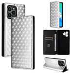 For Fossibot S2 Cubic Grid Texture Flip Leather Phone Case(Silver)