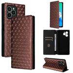 For Fossibot S2 Cubic Grid Texture Flip Leather Phone Case(Brown)