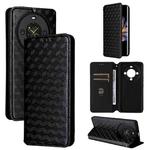 For Fossibot S3 Pro Cubic Grid Texture Flip Leather Phone Case(Black)