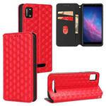 For Cloud Mobile Stratus C7 Cubic Grid Texture Flip Leather Phone Case(Red)