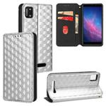 For Cloud Mobile Stratus C7 Cubic Grid Texture Flip Leather Phone Case(Silver)
