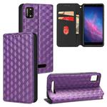 For Cloud Mobile Stratus C7 Cubic Grid Texture Flip Leather Phone Case(Purple)