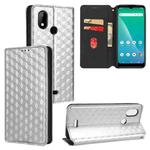 For HotPepper Chilaca HPPL60A Cubic Grid Texture Flip Leather Phone Case(Silver)
