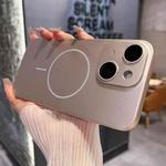 For iPhone 15 Matte Frosted Fine Circle MagSafe Lens Protection Phone Case(Desert Gold)