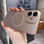 For iPhone 12 Matte Frosted Fine Circle MagSafe Lens Protection Phone Case(Desert Gold)