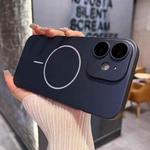 For iPhone 11 Matte Frosted Fine Circle MagSafe Lens Protection Phone Case(Navy Blue)