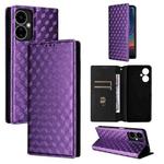 For Boost Mobile Celero 5G 2024 / Celero 3 5G Cubic Grid Texture Flip Leather Phone Case(Purple)