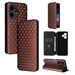 For Boost Mobile Celero 5G+ 2024 Cubic Grid Texture Flip Leather Phone Case(Brown)
