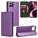 For Boost Mobile Celero 5G+ Cubic Grid Texture Flip Leather Phone Case(Purple)