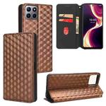 For Boost Mobile Celero 5G+ Cubic Grid Texture Flip Leather Phone Case(Brown)