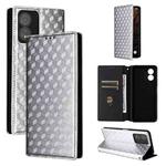 For Boost Mobile Celero 5G SC Cubic Grid Texture Flip Leather Phone Case(Silver)