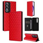 For OPPO A3 Pro 5G Global Cubic Grid Texture Flip Leather Phone Case(Red)