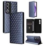 For OPPO A3 Pro 5G Global Cubic Grid Texture Flip Leather Phone Case(Blue)