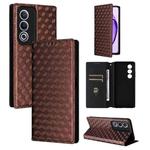 For OPPO A3 Pro 5G Global Cubic Grid Texture Flip Leather Phone Case(Brown)