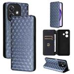 For OPPO A3X 5G Global/ 4G / A3 4G / 5G Cubic Grid Texture Flip Leather Phone Case(Blue)