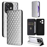 For OPPO A3X 5G Global/ 4G / A3 4G / 5G Cubic Grid Texture Flip Leather Phone Case(Silver)
