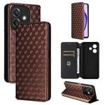 For OPPO A3X 5G Global/ 4G / A3 4G / 5G Cubic Grid Texture Flip Leather Phone Case(Brown)