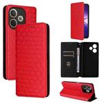 For OPPO A5 Pro 5G Global Cubic Grid Texture Flip Leather Phone Case(Red)