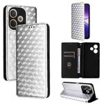 For OPPO A5 Pro 5G Global Cubic Grid Texture Flip Leather Phone Case(Silver)