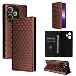 For OPPO A5 Pro 5G Global Cubic Grid Texture Flip Leather Phone Case(Brown)