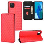 For OPPO A16K / A16e Cubic Grid Texture Flip Leather Phone Case(Red)