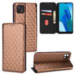 For OPPO A16K / A16e Cubic Grid Texture Flip Leather Phone Case(Brown)