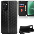 For OPPO A55s 5G Cubic Grid Texture Flip Leather Phone Case(Black)