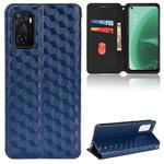 For OPPO A55s 5G Cubic Grid Texture Flip Leather Phone Case(Blue)
